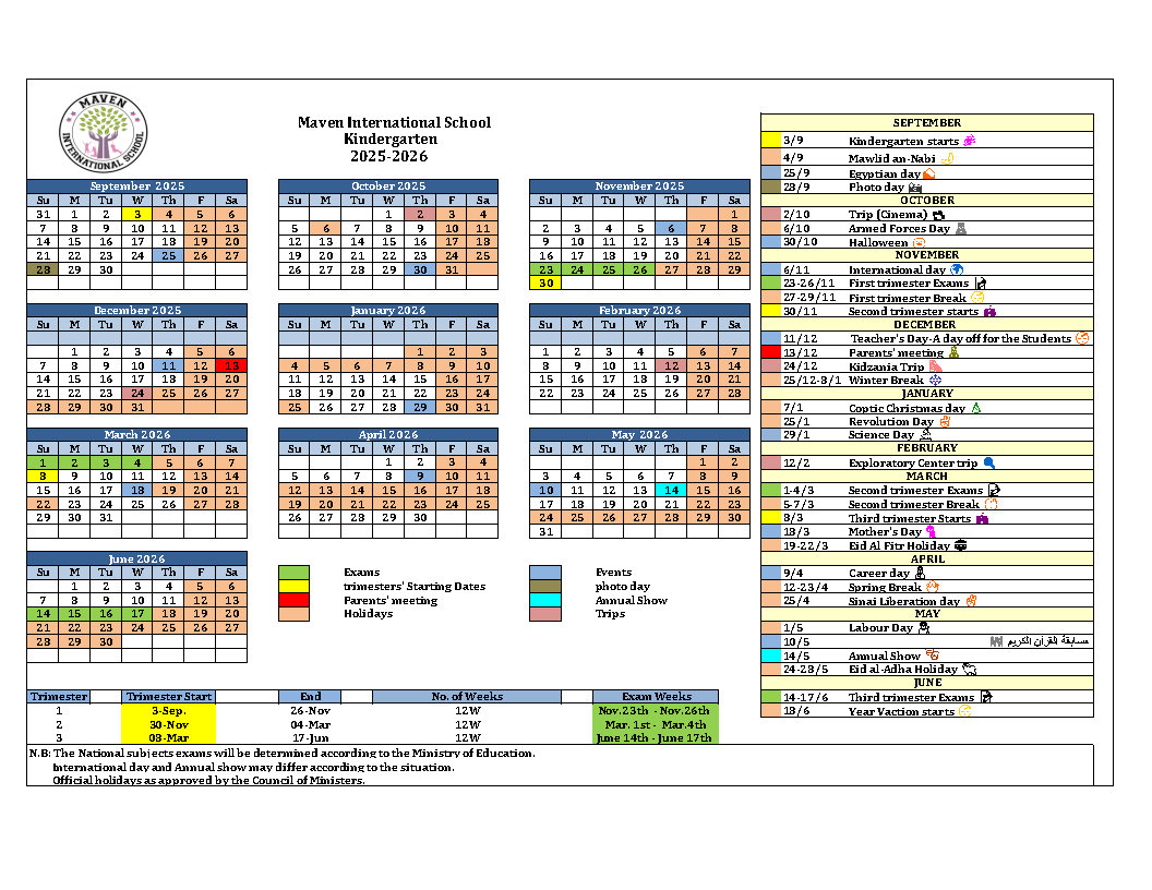KG Calendar
